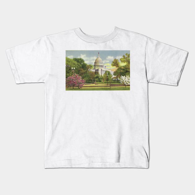 U.S. Capitol postcard, 1950 Kids T-Shirt by rogerstrawberry